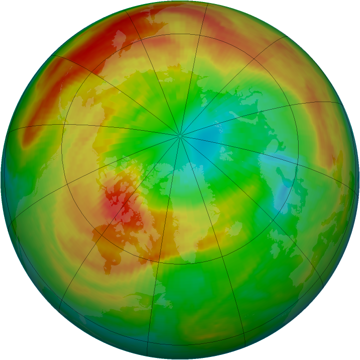 Arctic ozone map for 13 March 2000